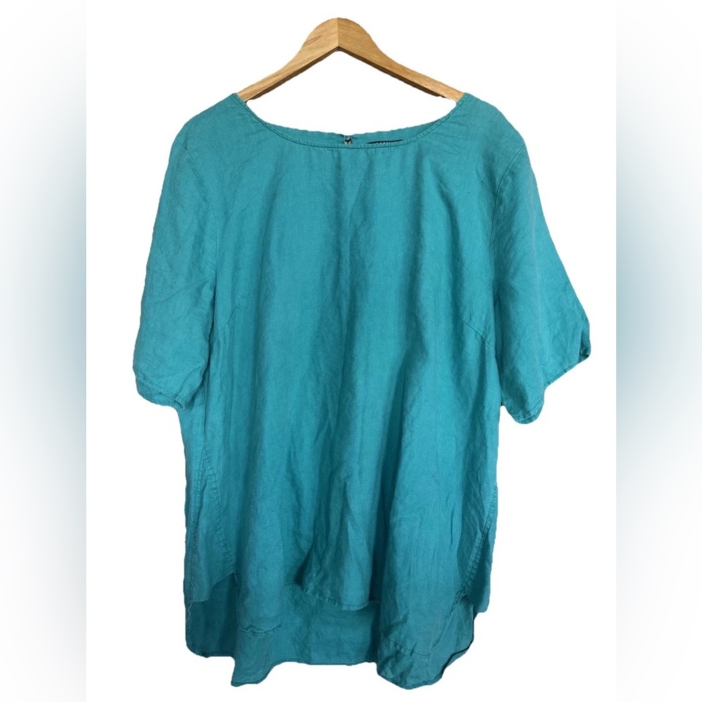 Regatta Curve 100% Linen Blouse Lagenlook Coastal Vacation Summer Plus Size Boho